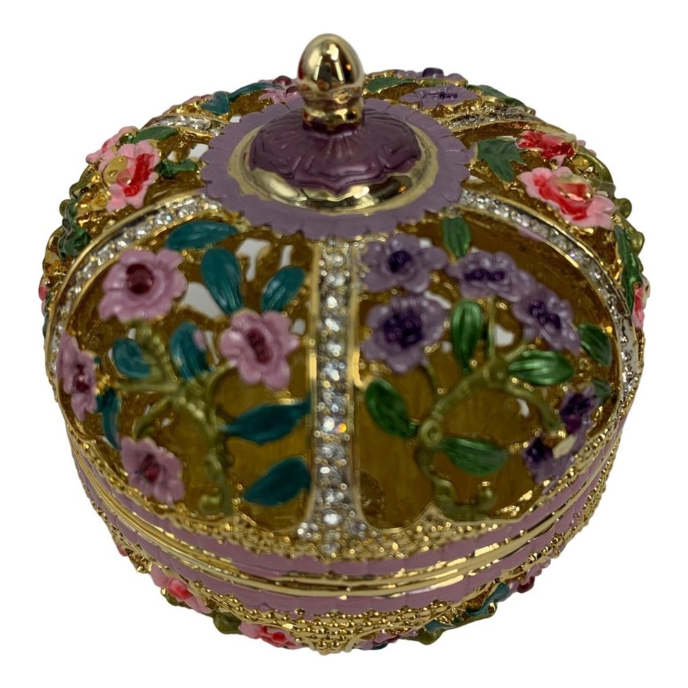 Trinket Decorative Box Gift Metal Hand Painted Magnetic Lid on Hinge 2.5" 6562